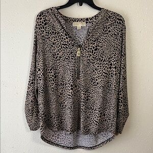 Michael Kors Animal Print Blouse with Zipper